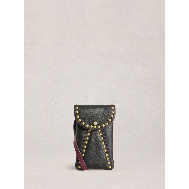 White Stuff Black Coco Leather Phone Bag