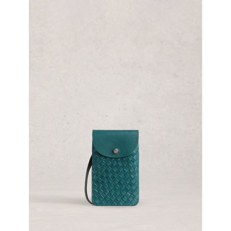 White Stuff Green Coco Leather Phone Bag