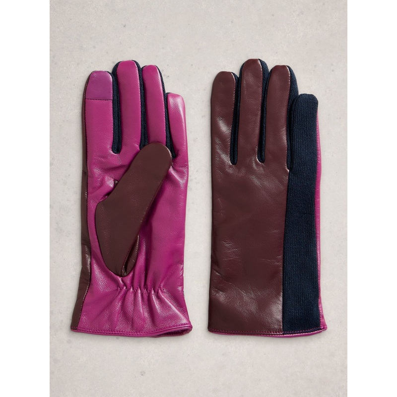 White Stuff Purple Layla Leather Gloves