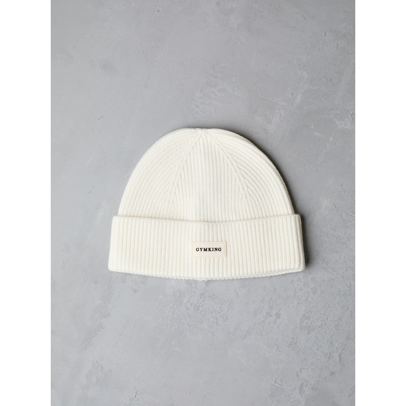 Gym King White Rib Knit Beanie