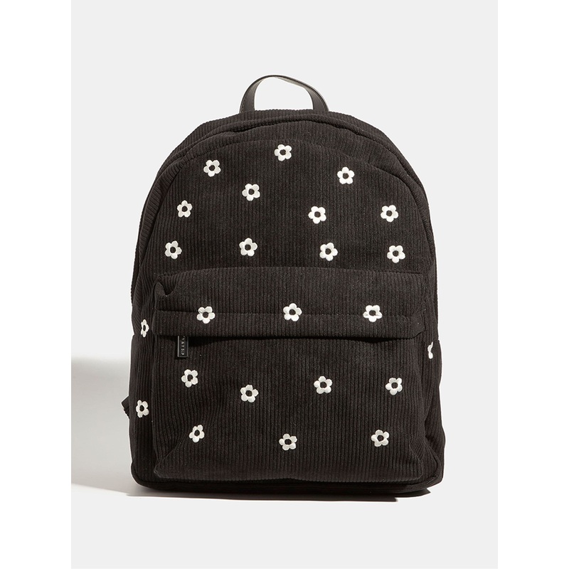 Skinnydip Black Ditsy Flower Print Embroidered Backpack