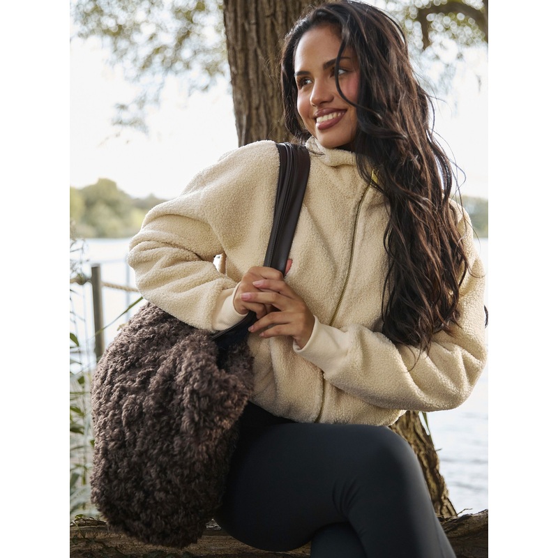 South Beach Brown Faux Fur Tote Bag