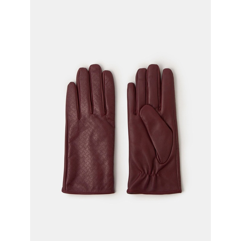 Accessorize Red Woven Leather Gloves