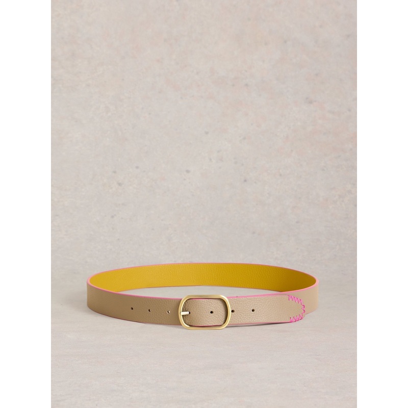 White Stuff Yellow Reversible Leather Belt