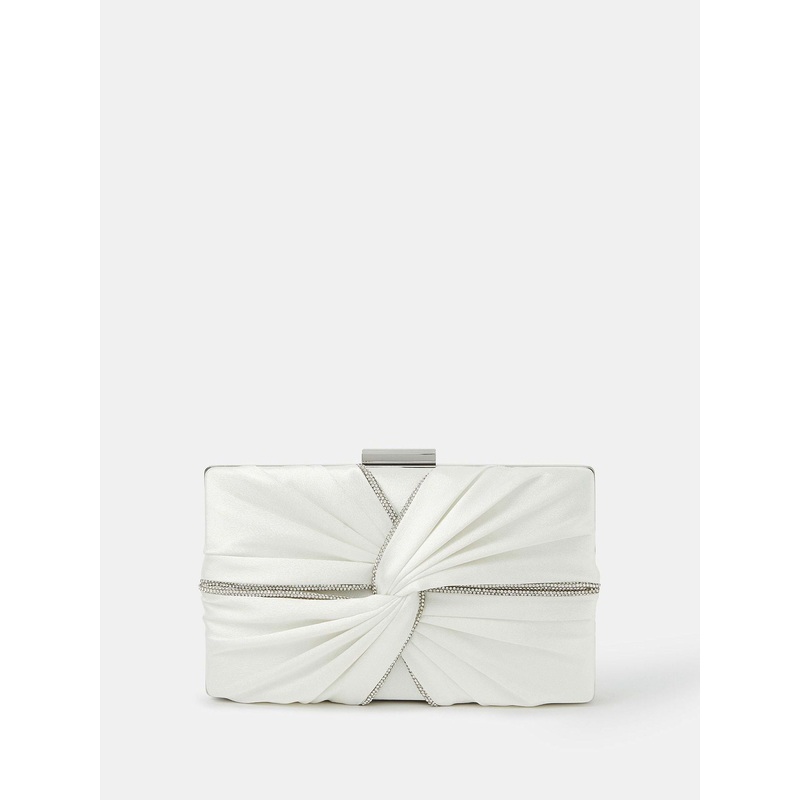 Accessorize Natural Bridal Satin Pleat Clutch Bag