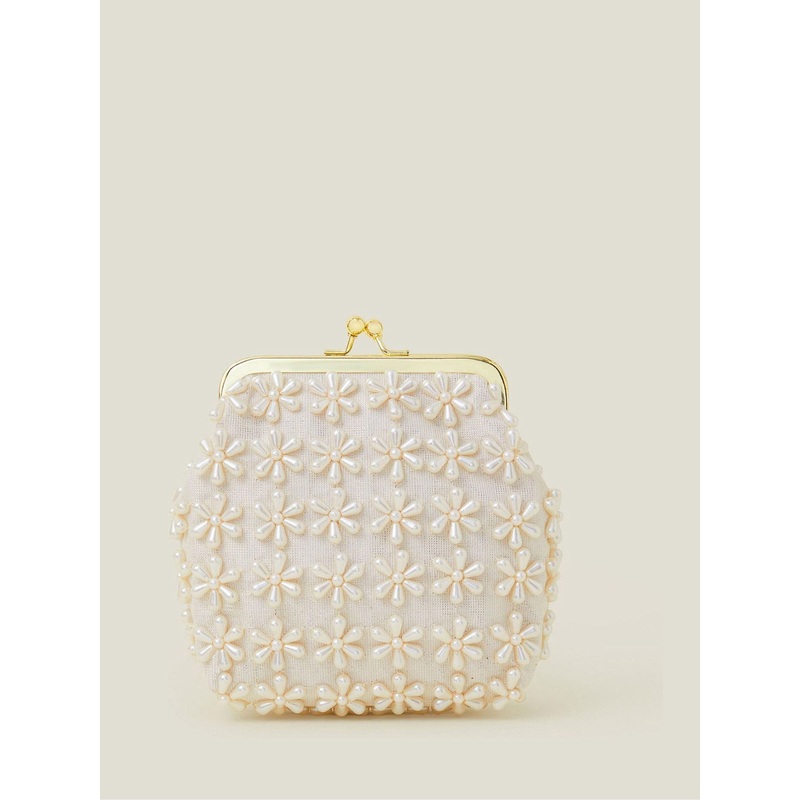 Angels By Accessorize Natural Girls Pearl Flower Clip Frame Mini Bag