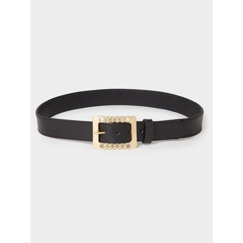 Osprey London The Chain Buckle Leather Black Belt