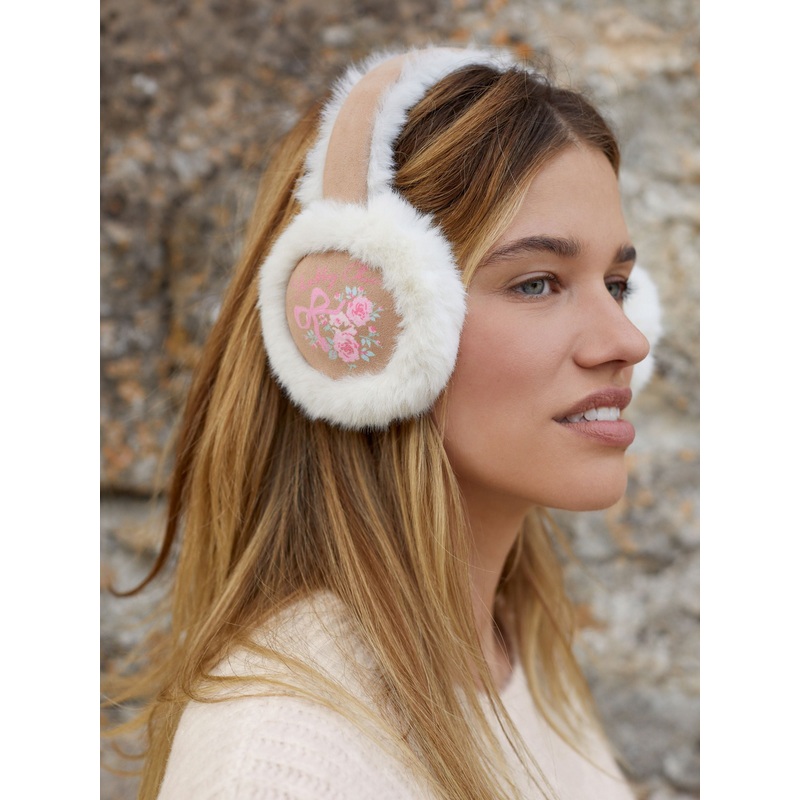 Shabby Chic by Rachel Ashwell Tan Bow Fur Lined Earmuffs