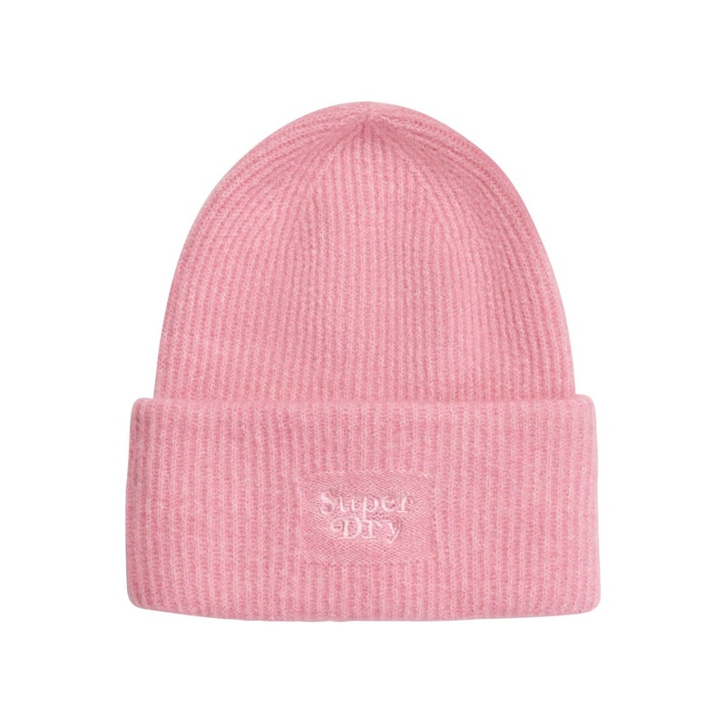 Superdry Pink Soft Rib Knit Beanie Hat