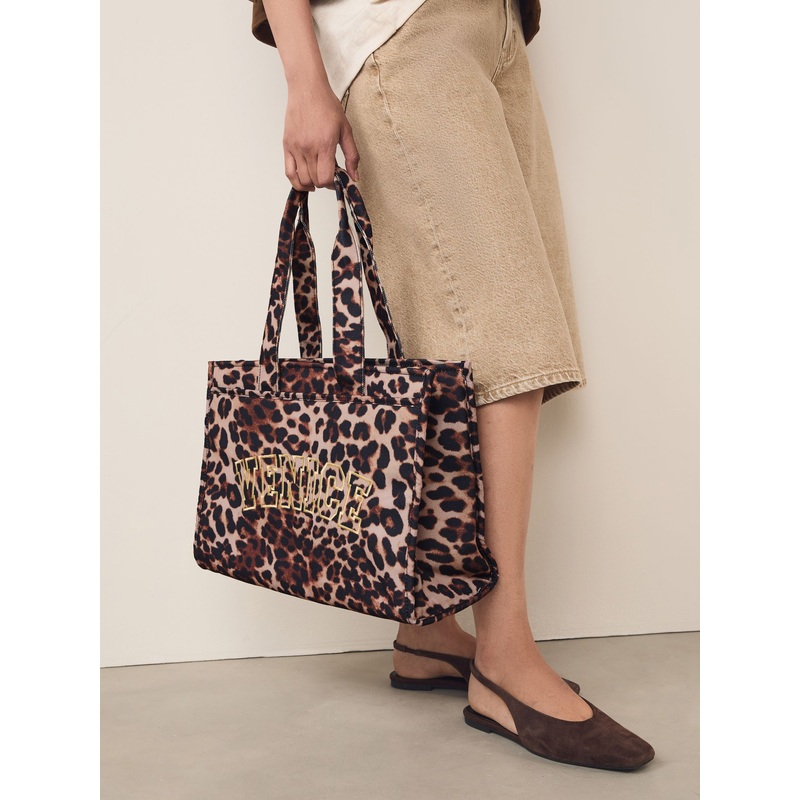 Animal Print Canvas Shoulder Bag