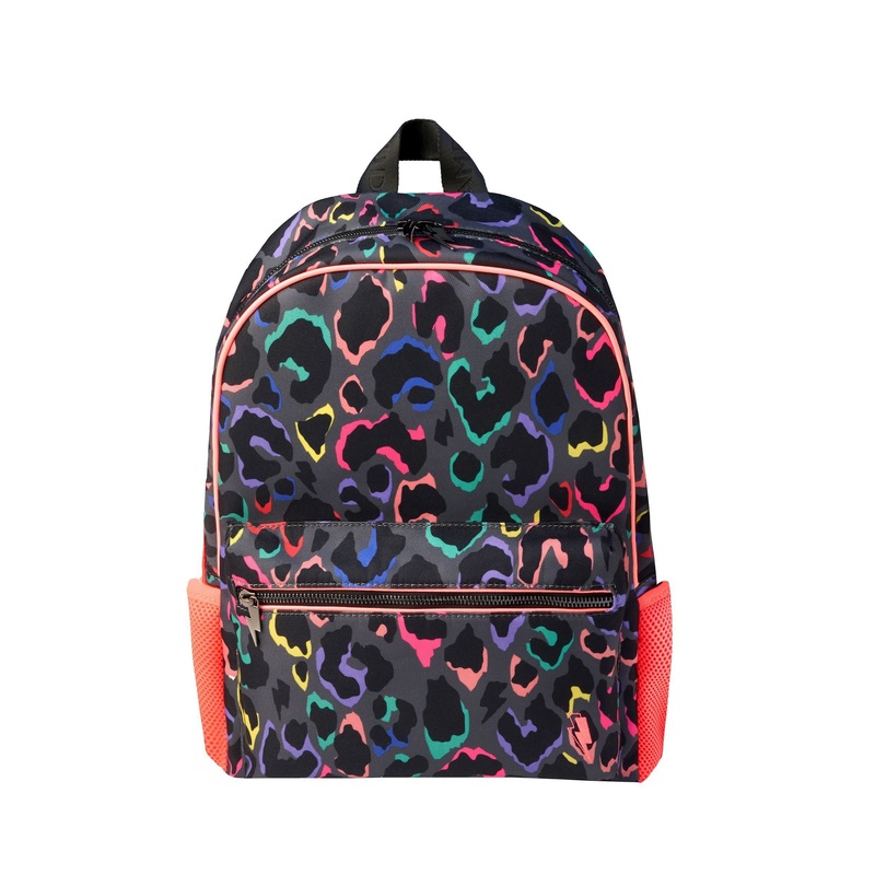 SCAMP & DUDE Grey Backpack with Rainbow Shadow Leopard & Lightning Bolt