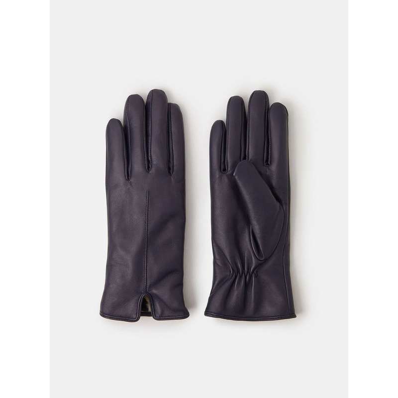 Accessorize Blue Faux Fur Lined Leather Gloves