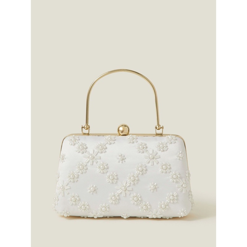 Accessorize Natural Bridal Embellished Top Handle Bag