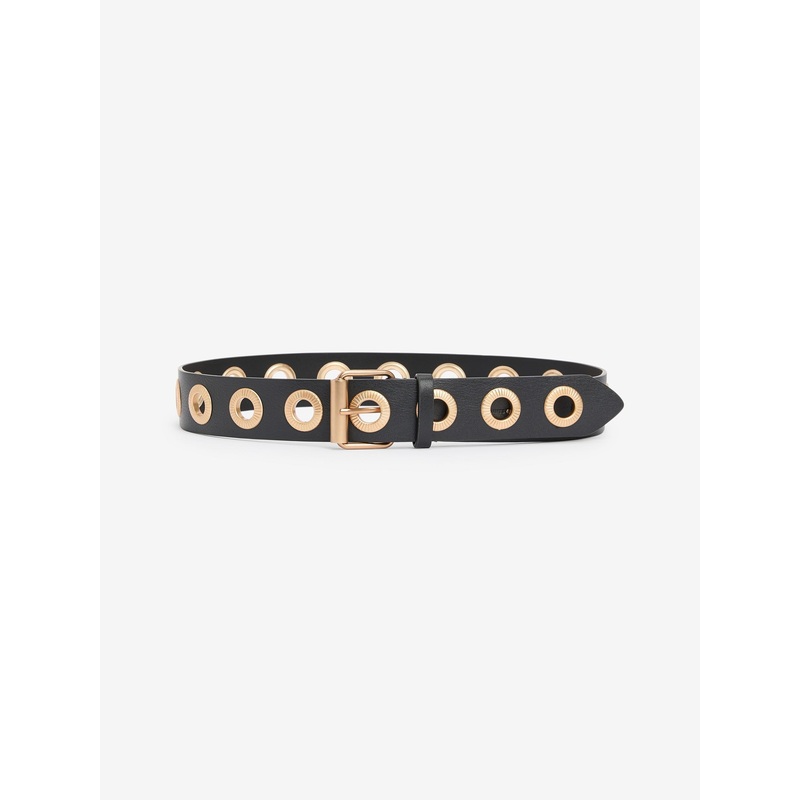 AllSaints 42Mm Textured Eyelet Black Belt