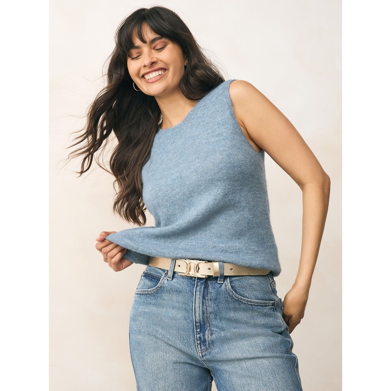 Gold Tone Regular Statement Buckle Leather Belt