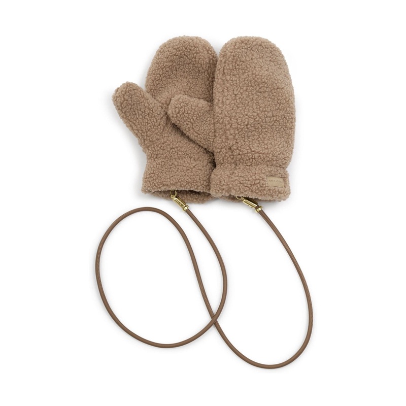 Katie Loxton Natural Teddy Mittens With Cord