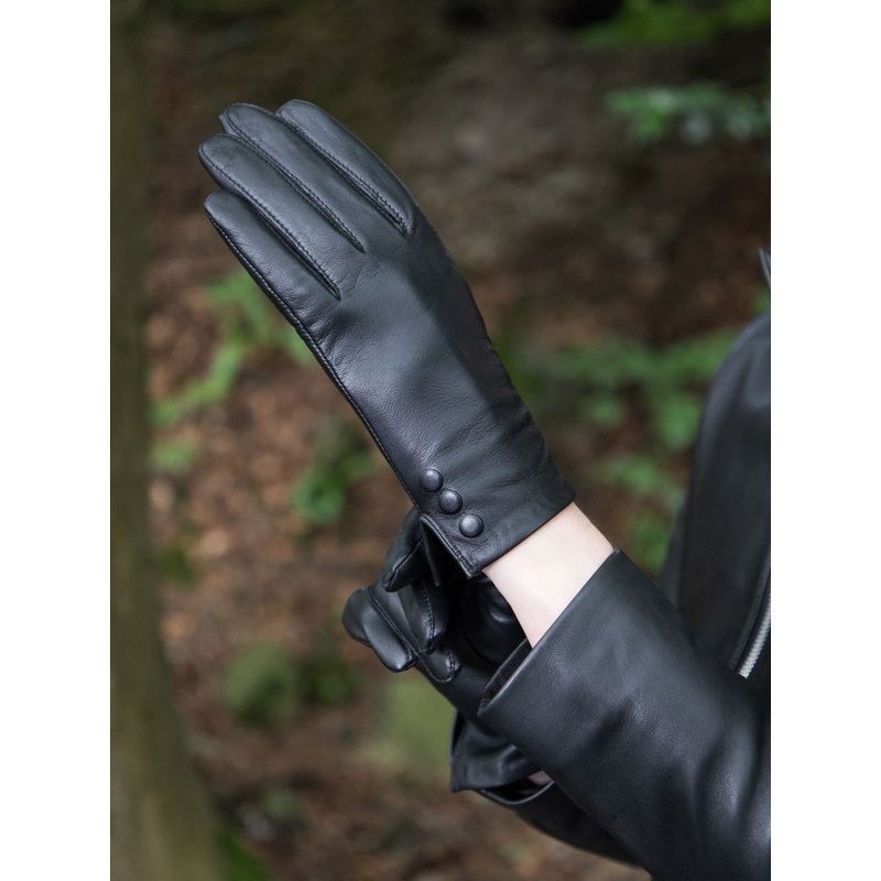 Lakeland Leather Black Bassenthwaite Button Detail Gloves