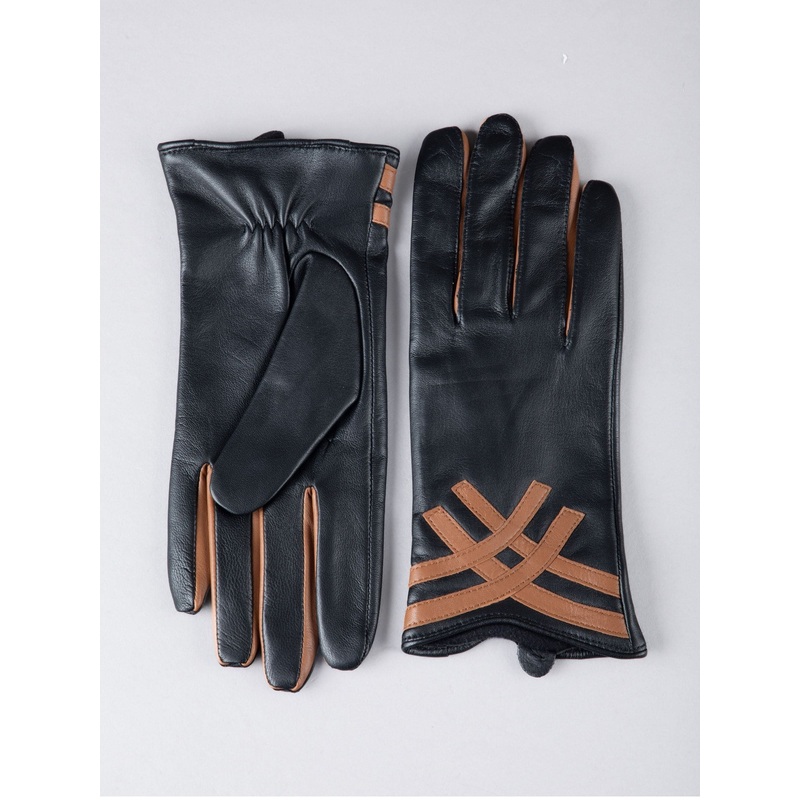 Lakeland Leather Black Devoke Contrasting Gloves
