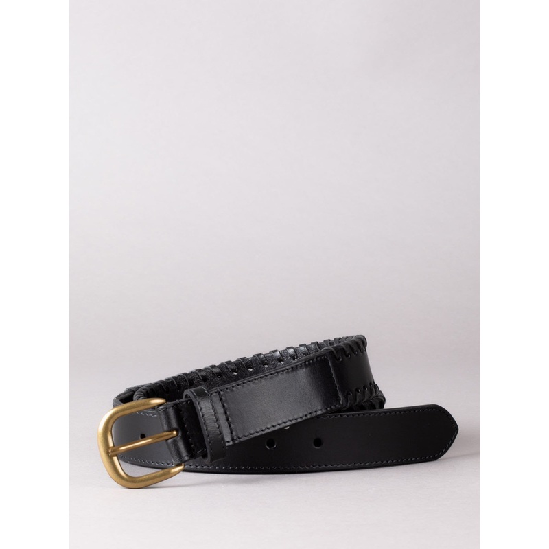 Lakeland Leather Black Wray Whip Stitch Leather Belt