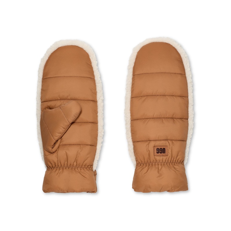 UGG Tan Brown Womens Fluff Mittens
