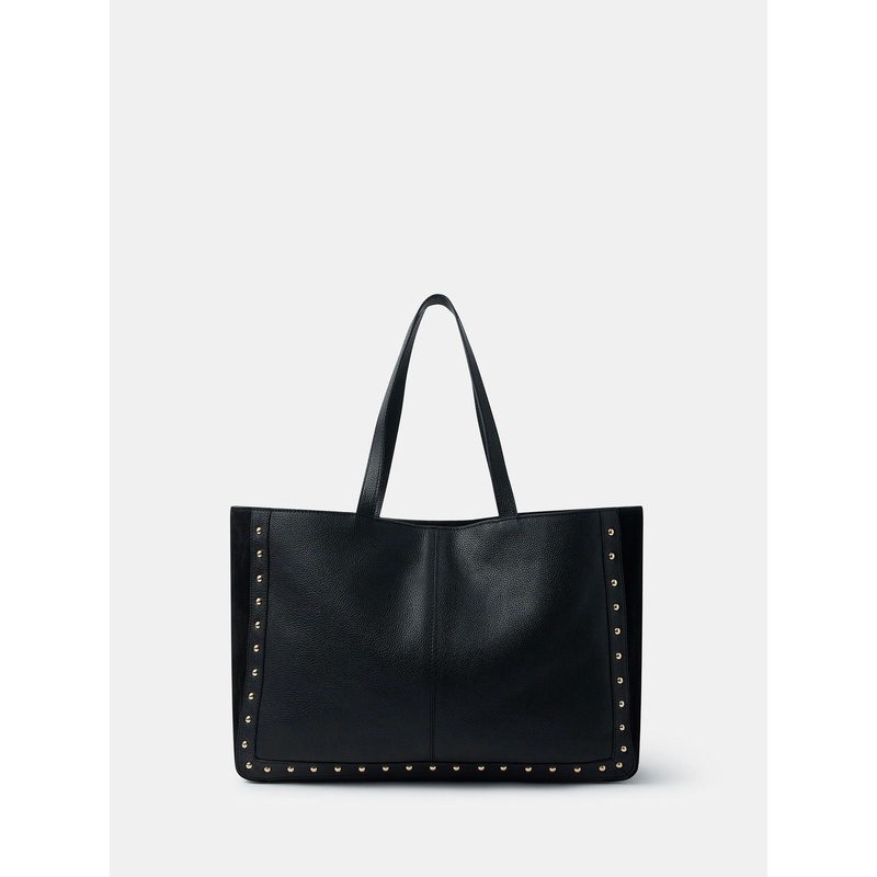 Accessorize Black Stud Leather Shopper Bag