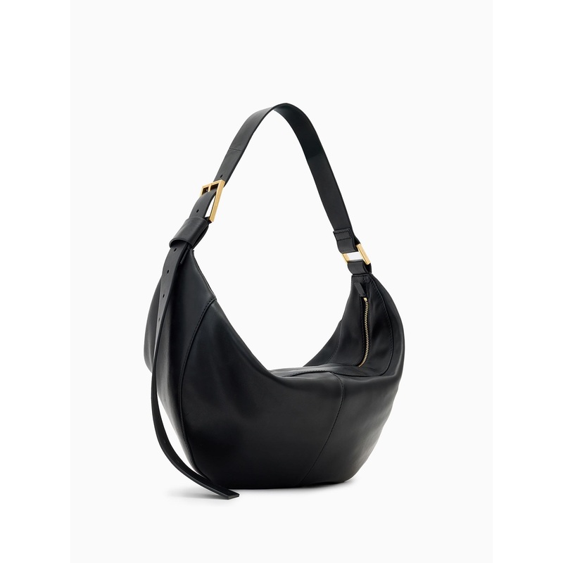AllSaints Black Luna Leather Shoulder Bag