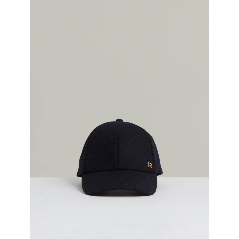 Reiss Navy Fiona Wool-Blend Flannel Baseball Cap