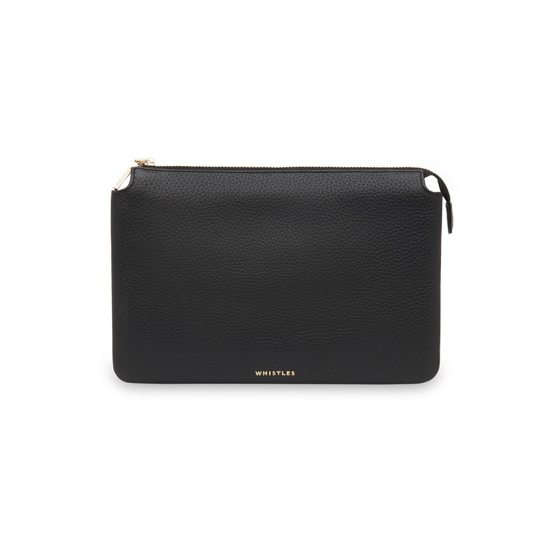 Whistles Black Elita Double Pouch Clutch