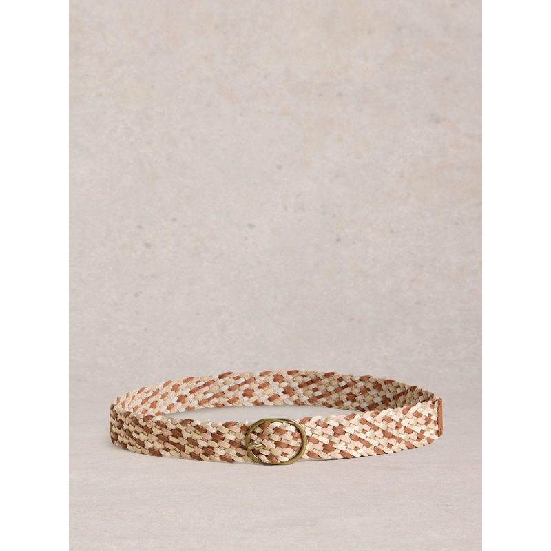 White Stuff Brown Leather Weave Belt