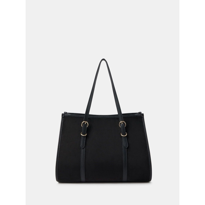 Accessorize Black Buckle Strap Suedette Shoulder Bag