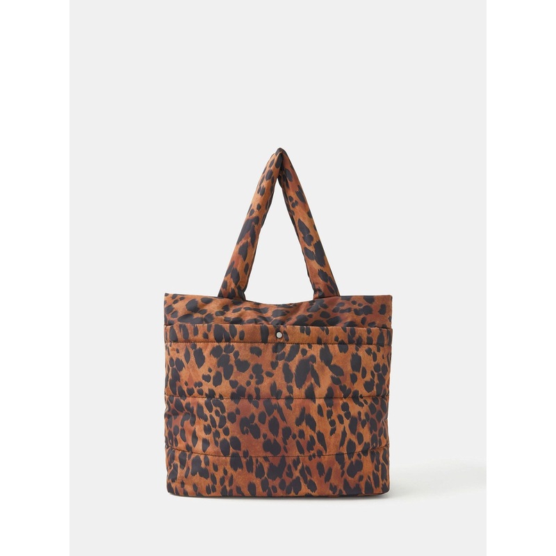 Accessorize Brown Animal Print Quilted Shopper Bag