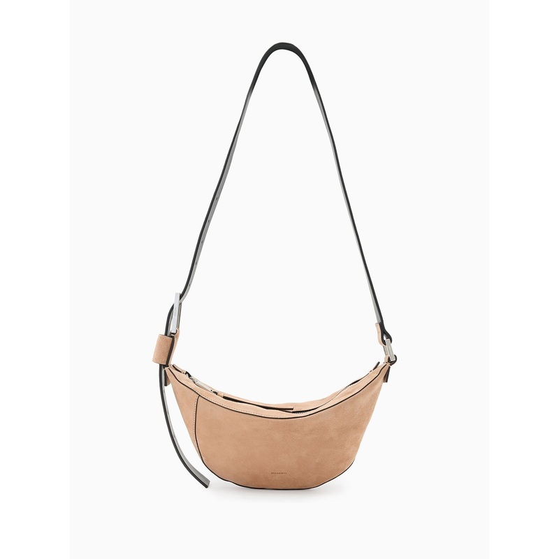 AllSaints Brown Luna Suede Cross-Body Bag