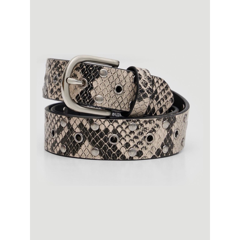 Hush Animal Print Leather Studded Eyelet Belt