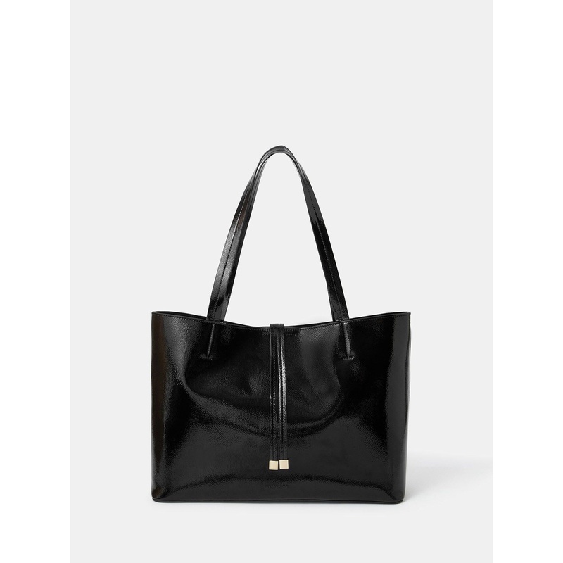 Accessorize Black Patent Tote Bag