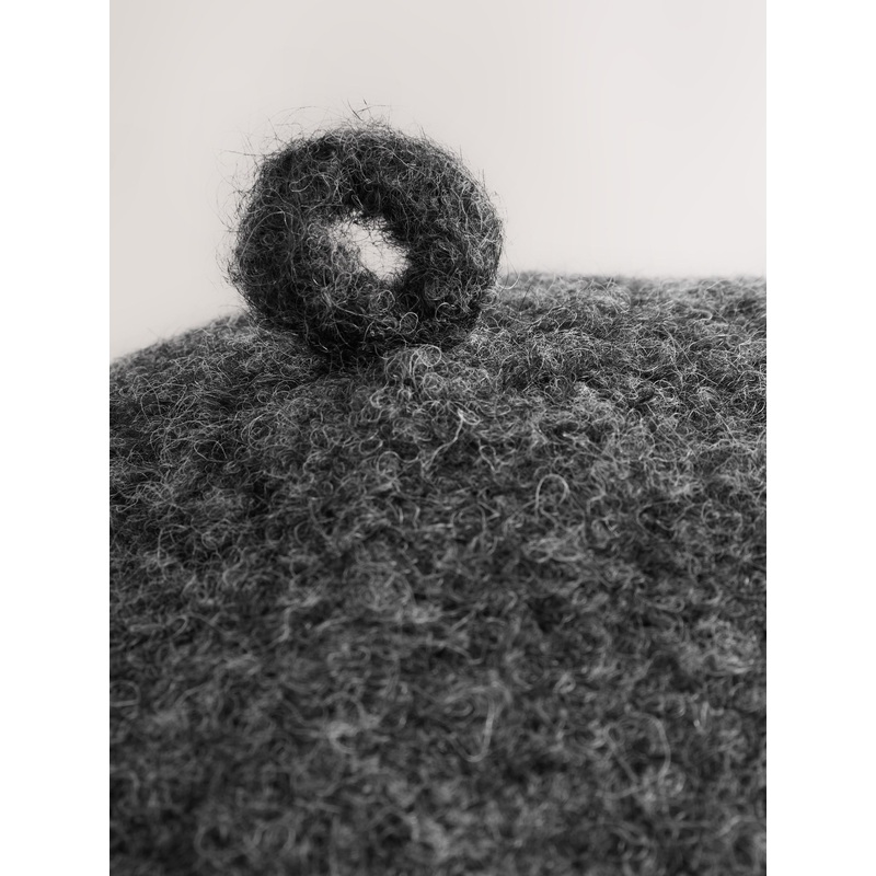 Charcoal Grey Knitted Boucle Beret Hat