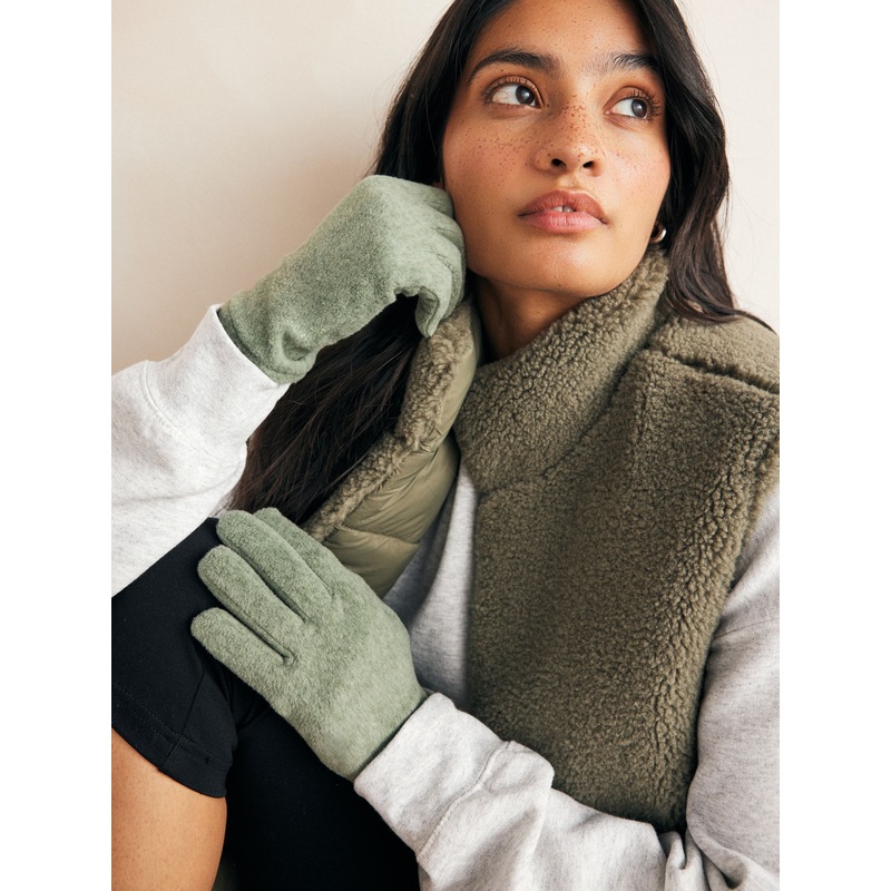 Khaki Green Fleece Gloves