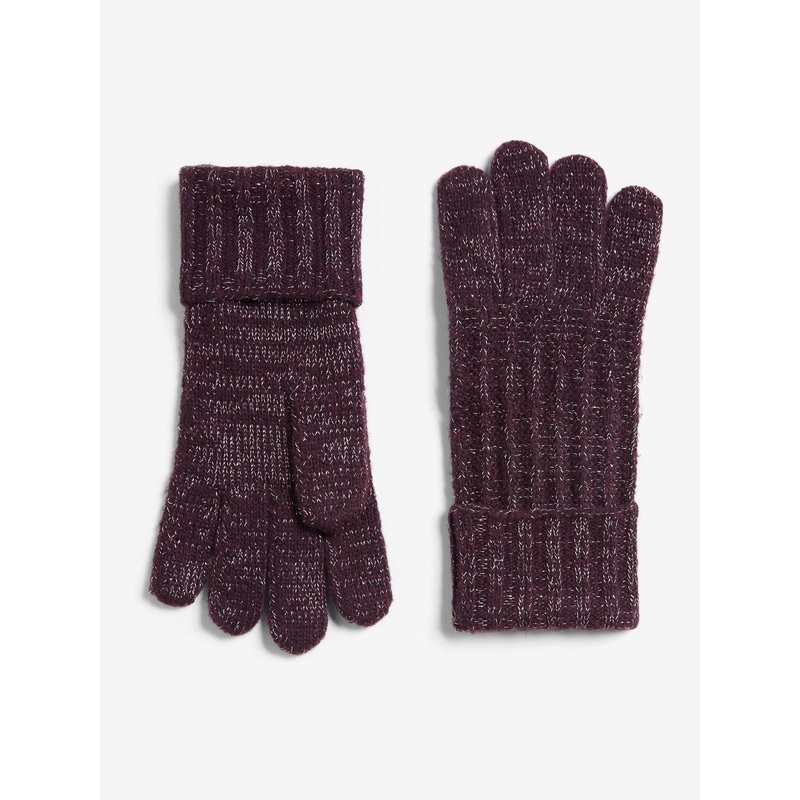 Lipsy Berry Shimmer Ribbed Knitted Gloves