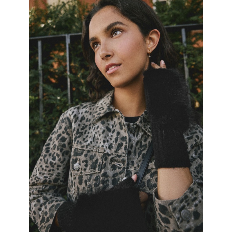 Rockett St George Black Faux Fur Handwarmers Gloves