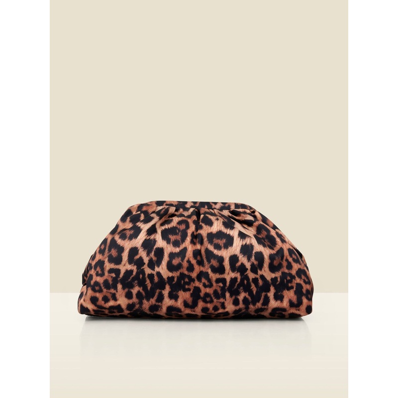 Sosandar Brown Leopard Print Clutch Bag