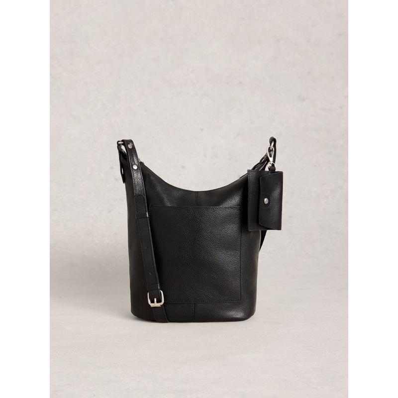 White Stuff Black Chrome Fern Leather Cross-Body Bag