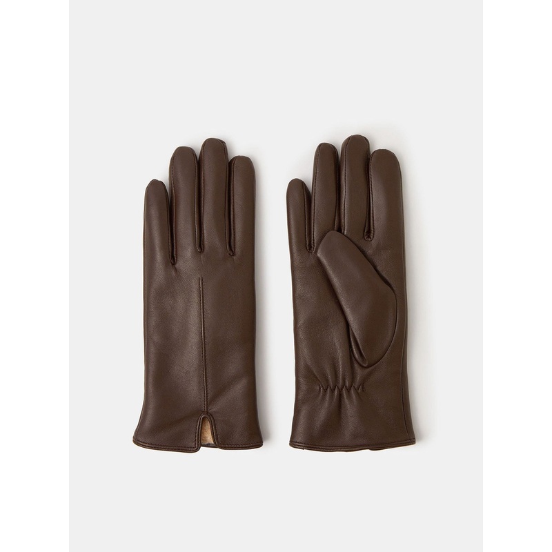 Accessorize Brown Faux Fur Lined Leather Gloves