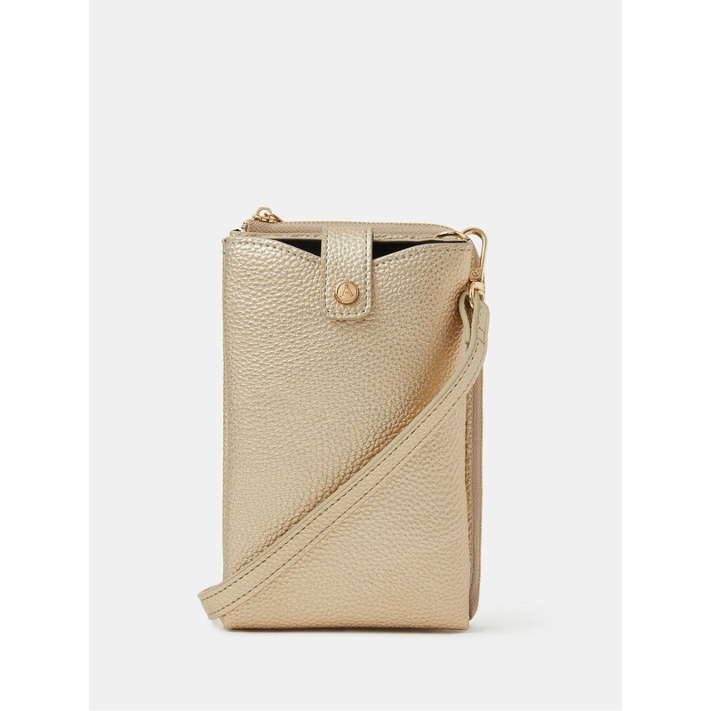 Accessorize Gold Metallic Multipocket Phone Bag