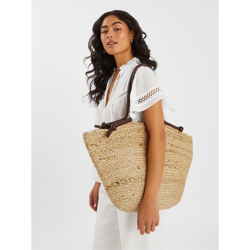Accessorize Natural Jute Basket Beach Bag