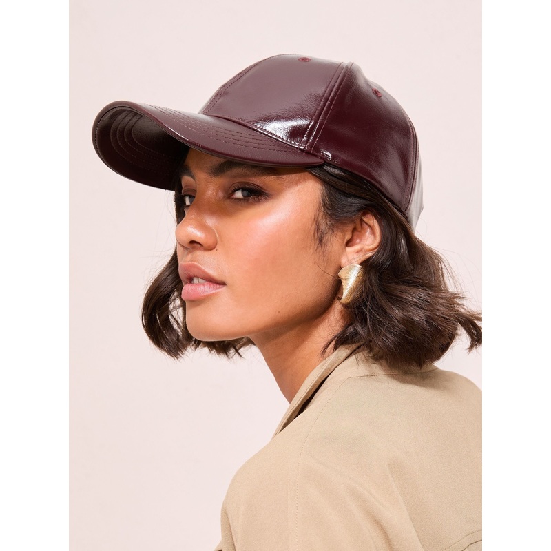 Friends Like These Burgundy Red Leather Look Hat