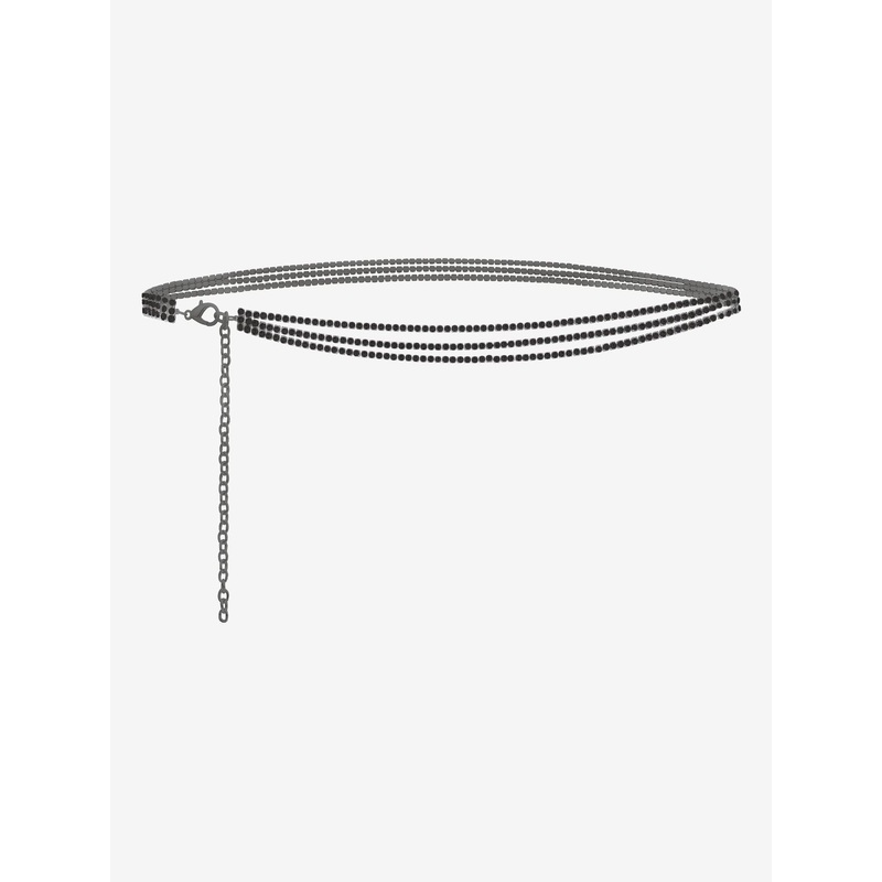 Mood Black Jet Crystal Layered Chain Belt