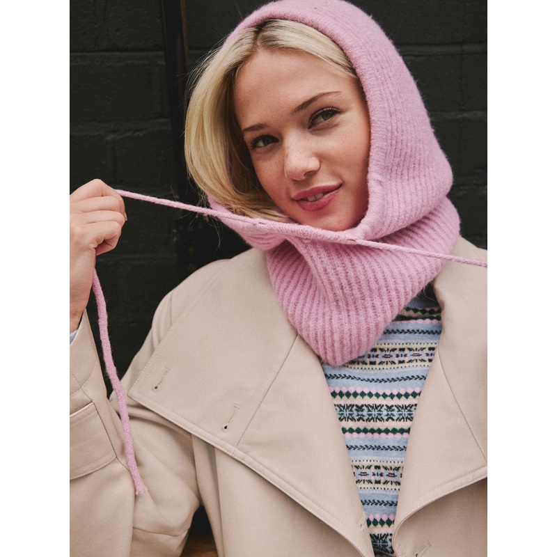 Pink Ribbed Bonnet Hat