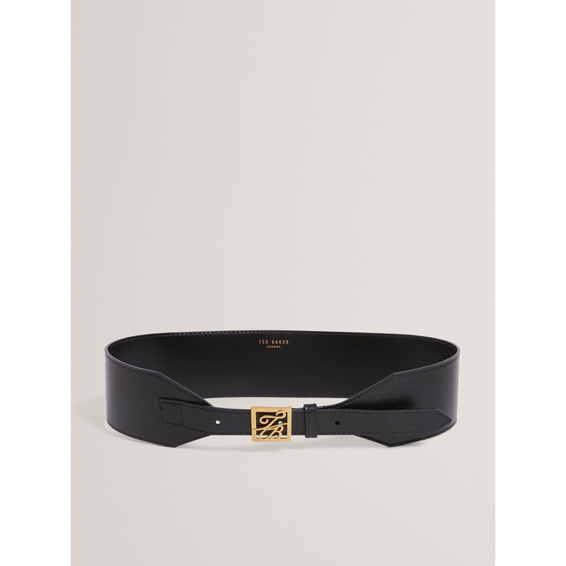 Ted Baker Black Aniikaa – Script Leather Waist Belt