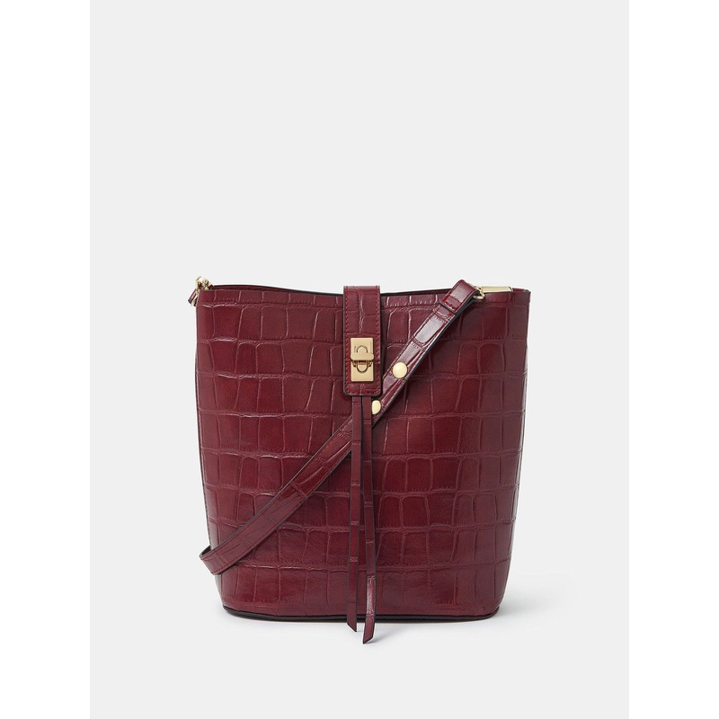 Accessorize Red Faux Croc Bucket Bag