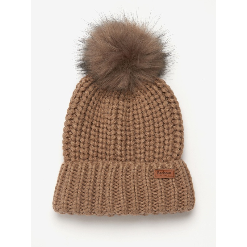 Barbour Cream Saltburn Pom Beanie Hat