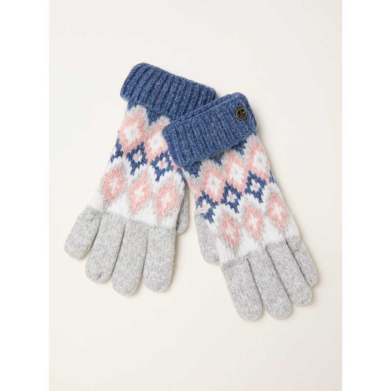 FatFace Frankie Grey Fairisle Gloves